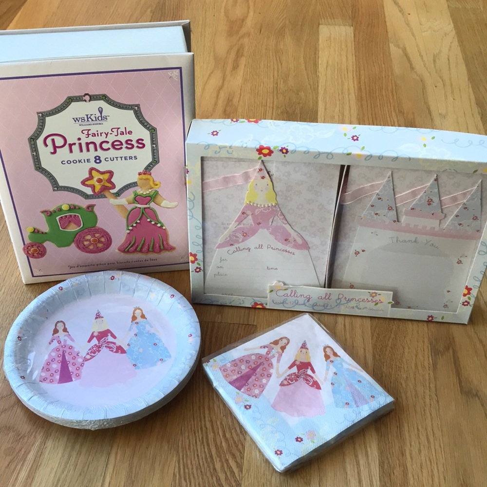 Princess Party Meri Meri Invites & Thank You’s, Plates, & WS Kids Cookie Cutters